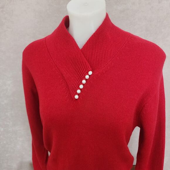 Vintage Yarn Works Red Lambswool Angora Rabbit hair Size M? Valentines Christmas - Picture 1 of 9